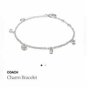 Coach Silver Tone Charm Bracelet NWT Adjustable Heart Logo Chain Gift Jewelry